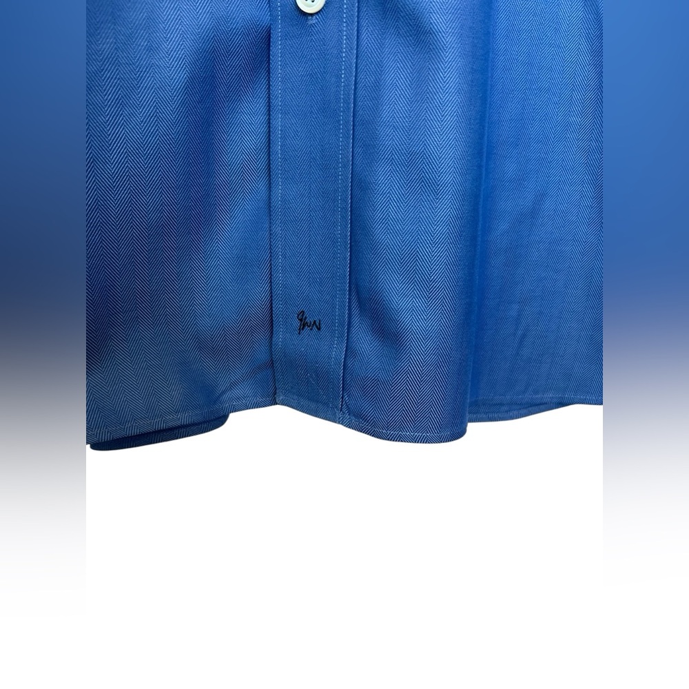 π EUC JOHN W. NORDSTROM Blue Herringbone Dress Shirt | 17.5 | 35 - Picture 3 of 8